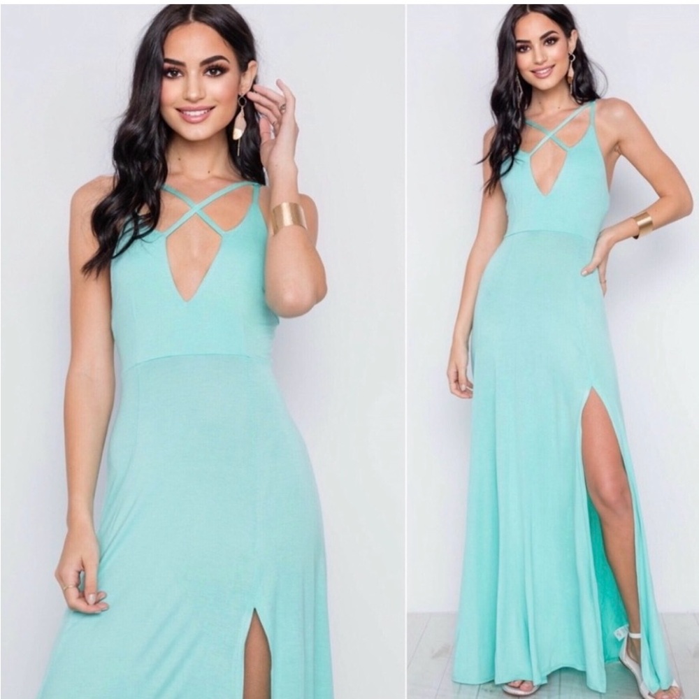 Elegant Aqua Maxi Dress